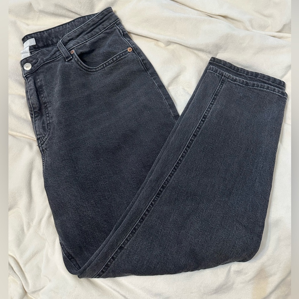 H&M Cropped Dark Washed Gray/Black Slim Jeans